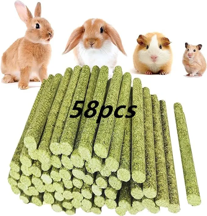 GREMBEB Bâtons de foin Timothy pour lapins et rongeurs – 58 pièces