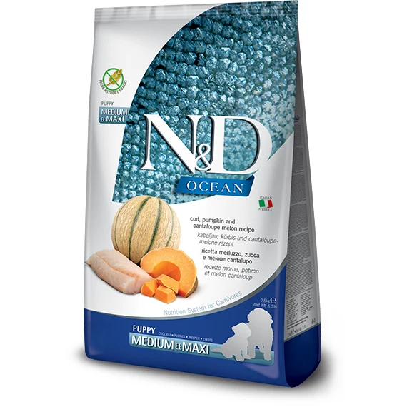 Farmina N&D Ocean - Puppy Med/Maxi Cod & Pumpkin & Cantaloupe Melon - Puppy Food
