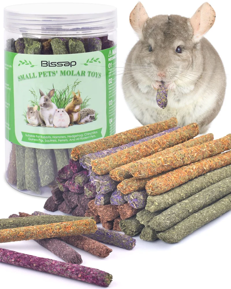 Bissap 36 pièces — Bâtonnets à mâcher pour lapins et petits animaux, foin de Timothy et saveurs variées