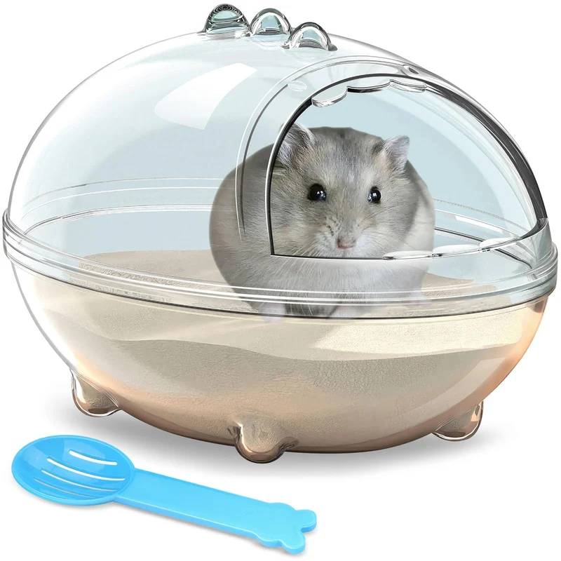 lazYYzal Salle de Bain Hamster Transparente – Baignoire et Bac de Sable (Taille S)