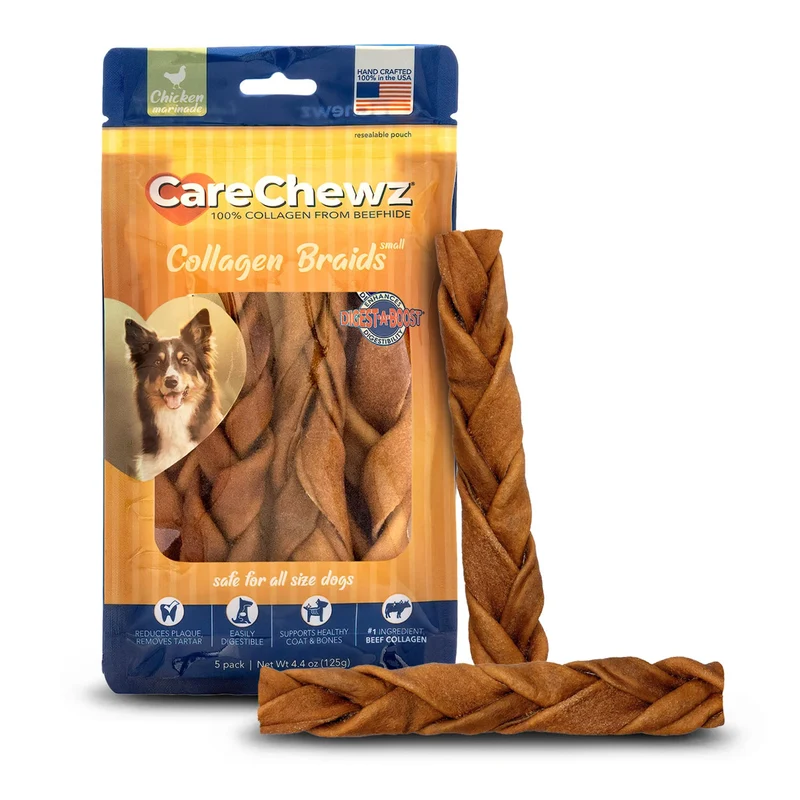 CareChewz Collagène – Bâtons Tressés 6-7 po, Poulet – 5 pièces | Pet Factory