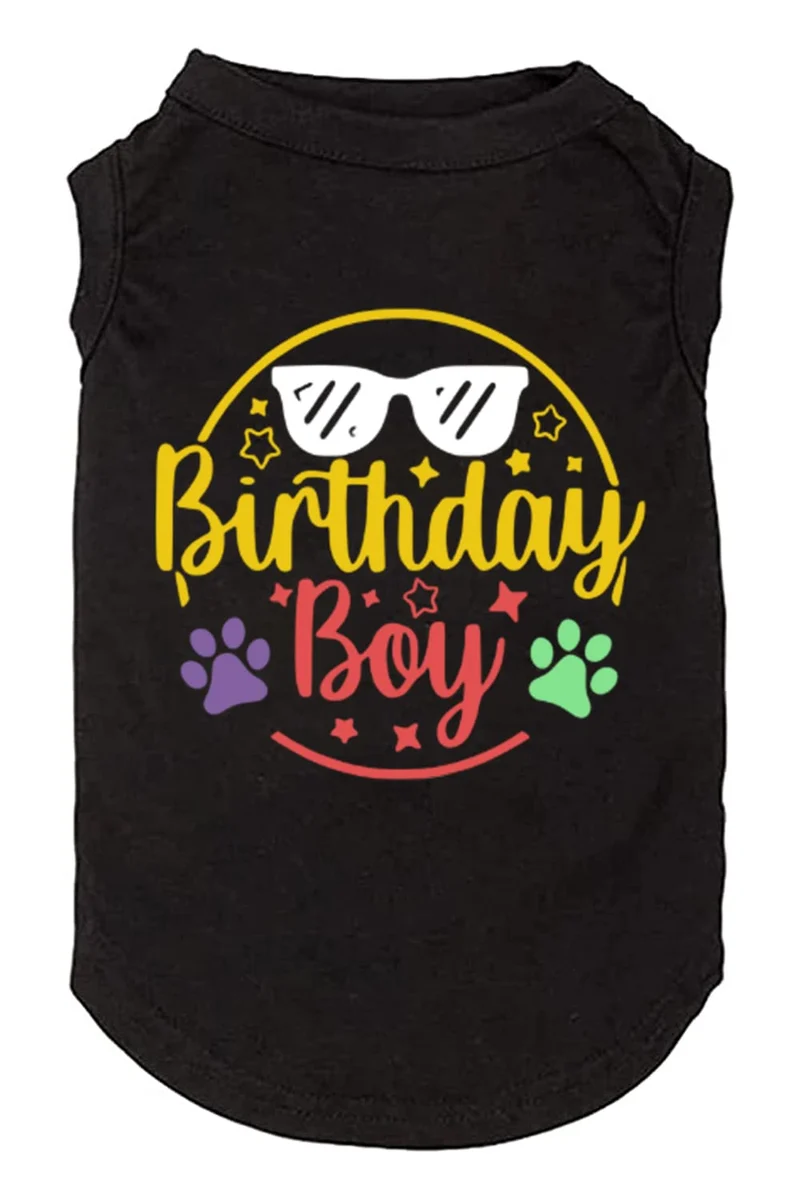 Weokwock Veste d'anniversaire pour chien – T-shirt fête noir (tailles Petit à Grand)