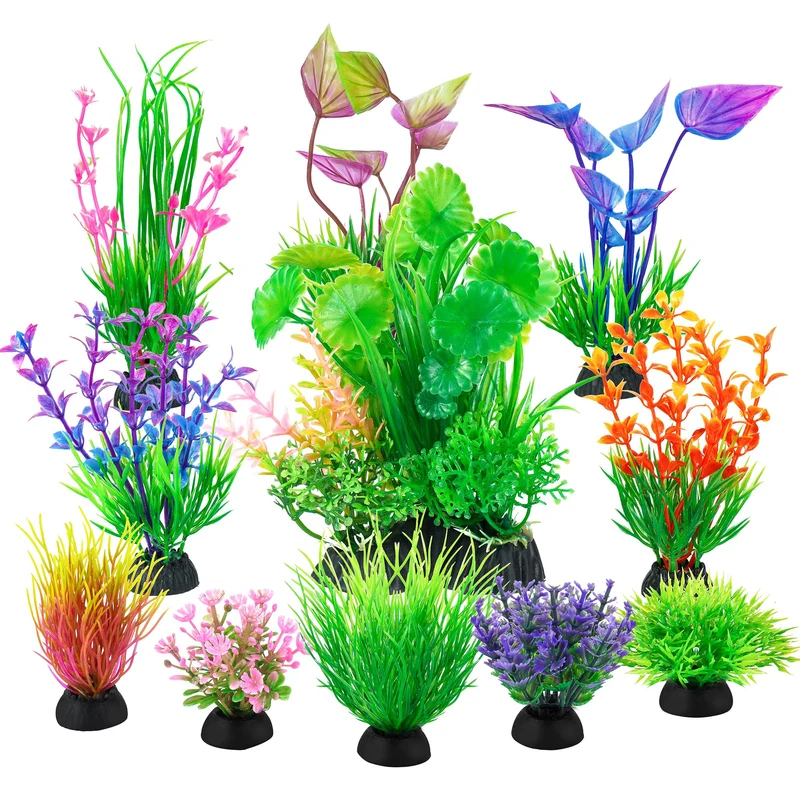 Ameliade – 11 Plantes Artificielles pour Aquarium, Décor Réaliste Betta et Poissons