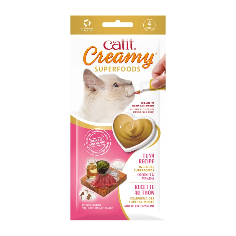 Catit Creamy Superfood Cat Treat - Tuna with Coconut & Wakame - 4 pack