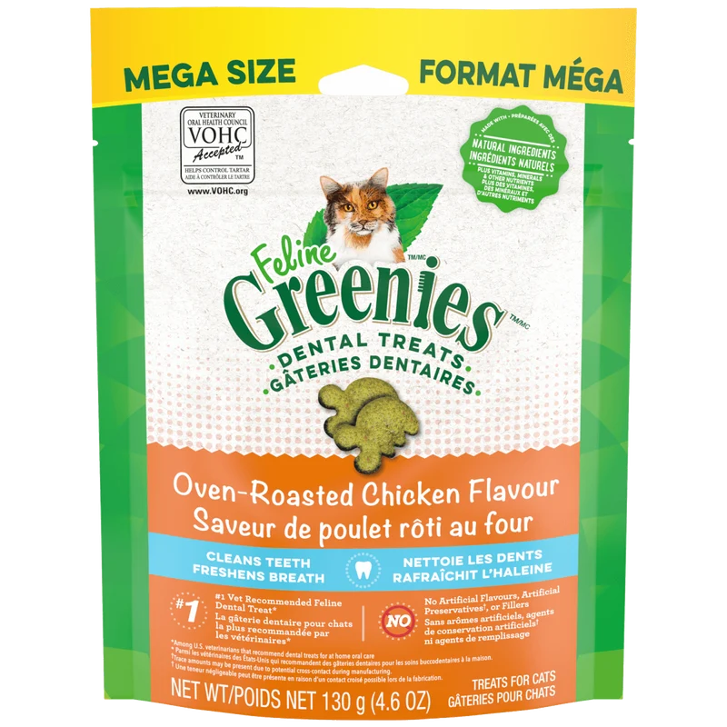 Greenies Feline Adult Dental Oven Roasted Chicken Flavour - Mega Size (130g)