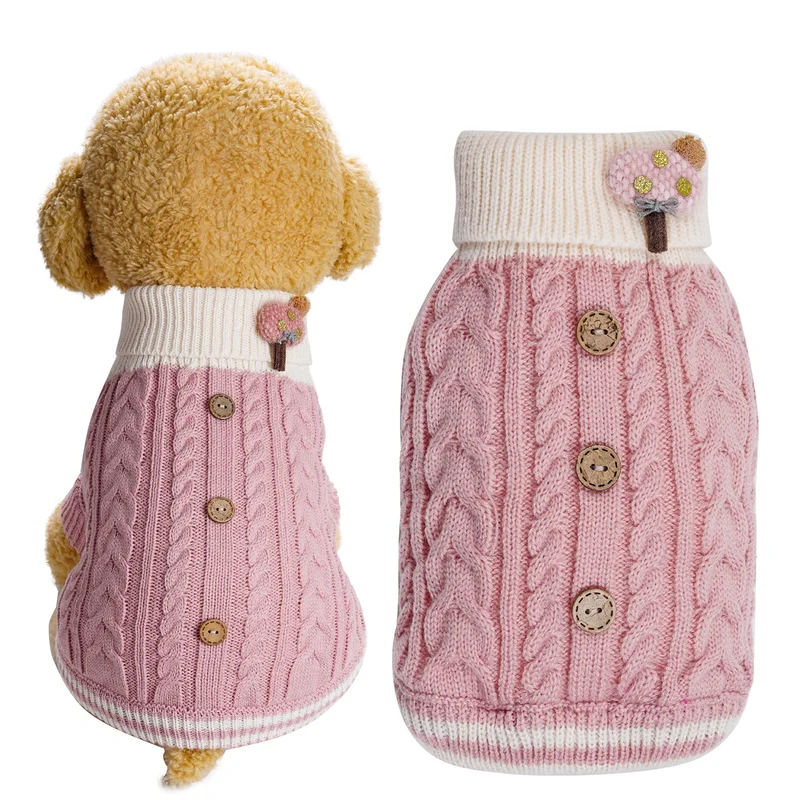 Topbuti Pull Petit Chien – Hiver Col Roulé, Veste Tricot Chaude (Taille S)