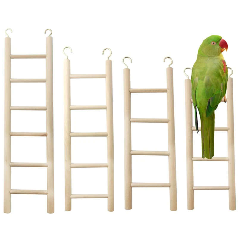 GXXMEI 4 Pièces Jouets Échelle en Bois pour Oiseaux – Grimpe et Jeu pour Perruches, Perroquets, Cacatoès et Lovebirds