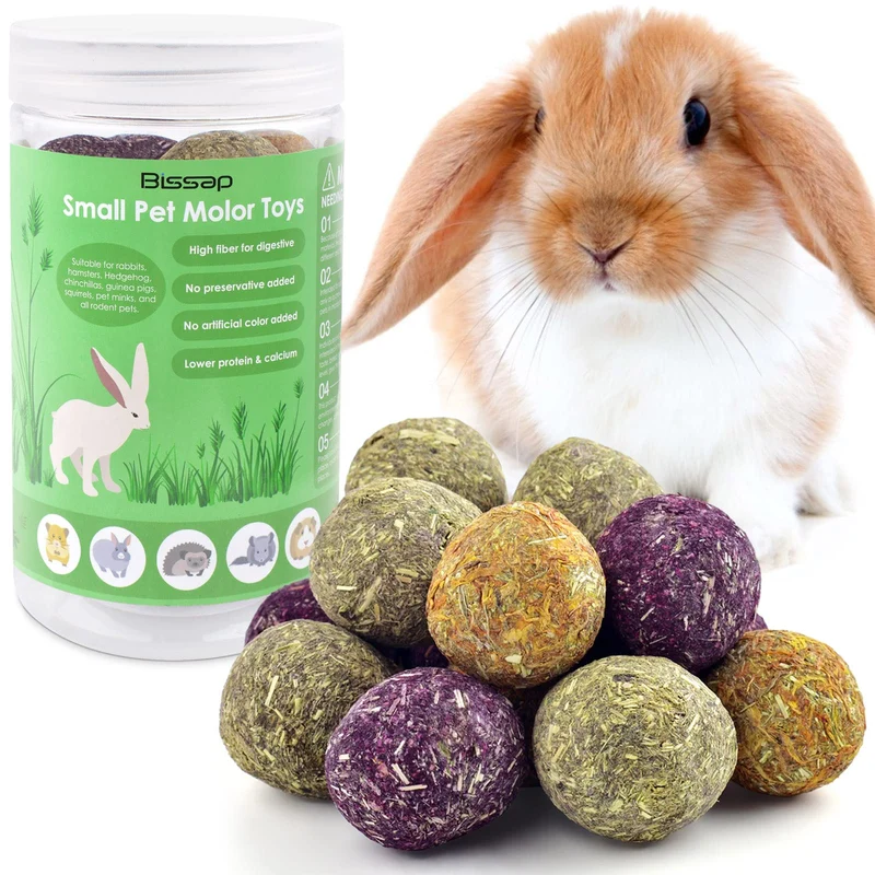 Bissap Bunny – 15 Jouets Mâcher Lapin et Petits Animaux, Boules Foin Timothy Saveur Fleurs