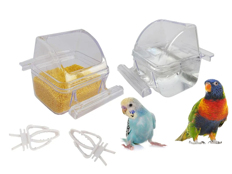 ORIBUKI – 2 Pack Mangeoires pour Cage Sans Dégâts, Bol Transparent et Distributeur d'Eau