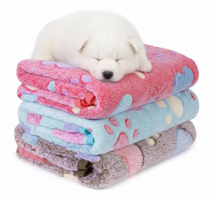 LeapSheep – Lot de 3 Couvertures Douces pour Chiens et Chats, Motif Cœur (Petit) – Velours Ultra Doux
