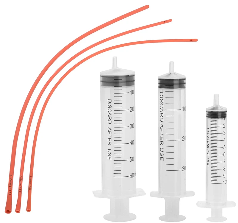MOTAIN Kit d’alimentation pour animaux – Tuyaux rouges 8Fr/10Fr/14Fr + Seringues 10/30/60 ml