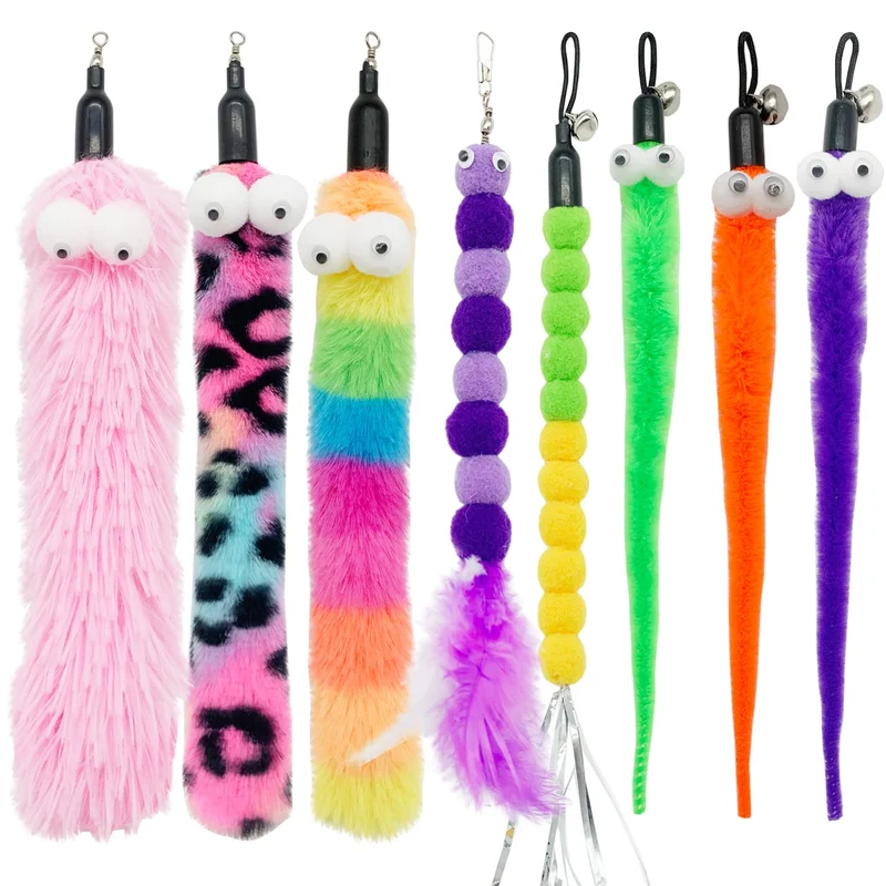 CATENESS Remplacements de vers de chat – 8 pièces, attaches baguette et plumes