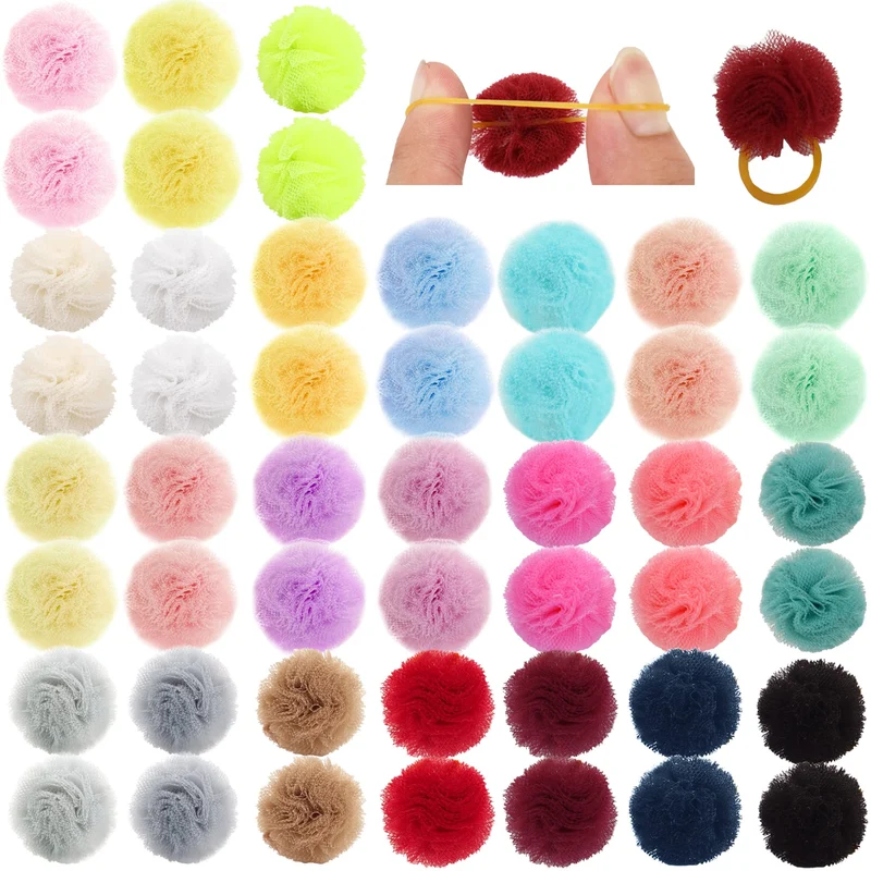 Qearl – 48 Noeuds Boules Colorés avec Elastiques pour Poils d’Animaux – Accessoires de Toilettage Chiens et Chats