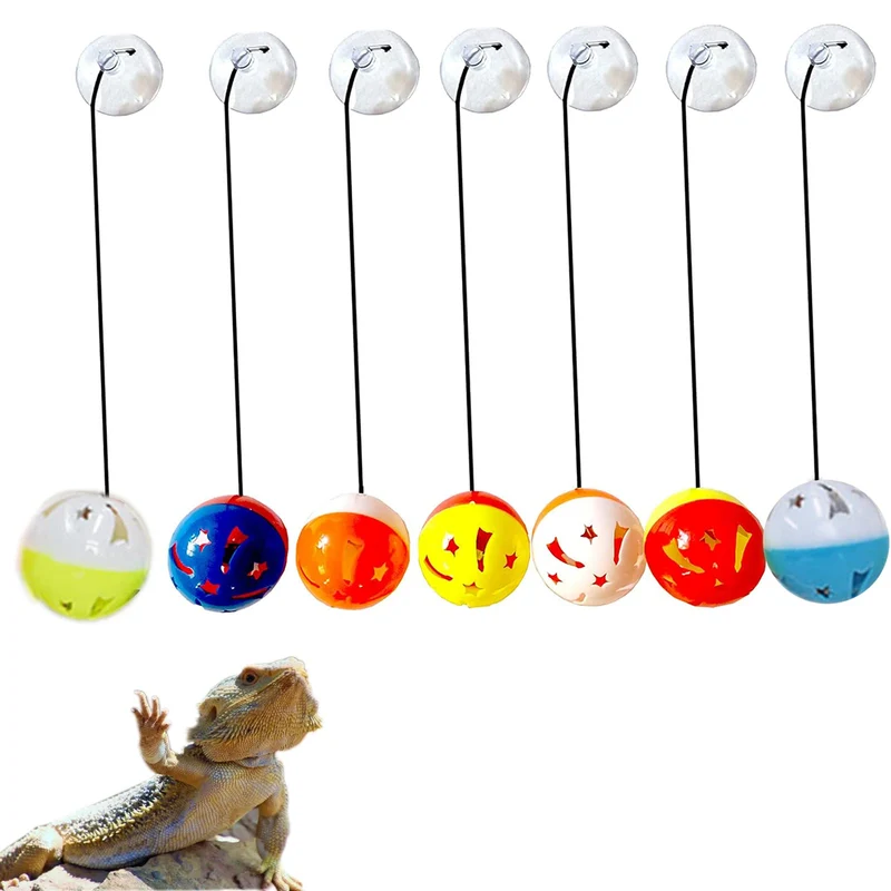 Koomduk – Lot de 7 Boules de Jouet pour Dragon Barbu avec Ventouses et Cordes, Pour Petits Reptiles