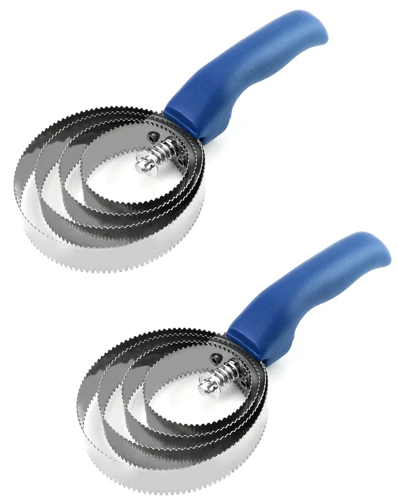 QWORK Poignée Double Face Curry – Lot de 2, Acier Inox, 4 Anneaux, Bleu