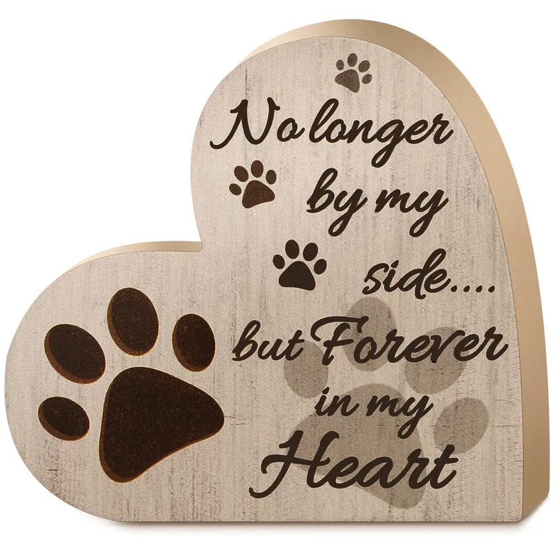 Yalikop Plaque Mémorielle pour Animaux - Cœur en Bois Naturel, Geste Sympathie Chien et Chat