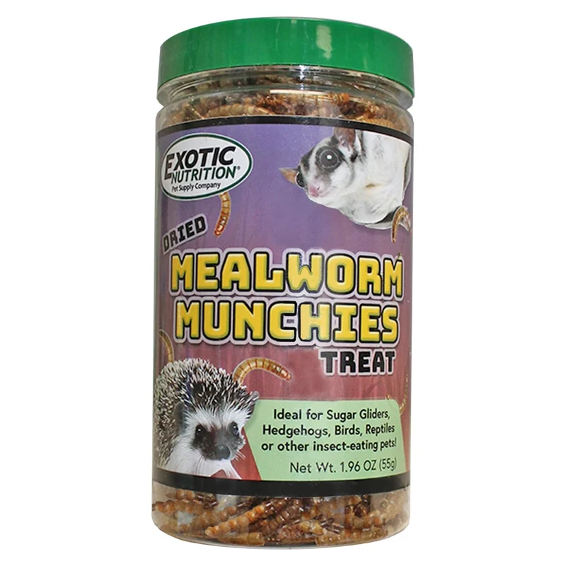 Exotic Nutrition Mealworm Munchies – Friandise naturelle protéinée (1,9 oz/55 g) pour animaux variés