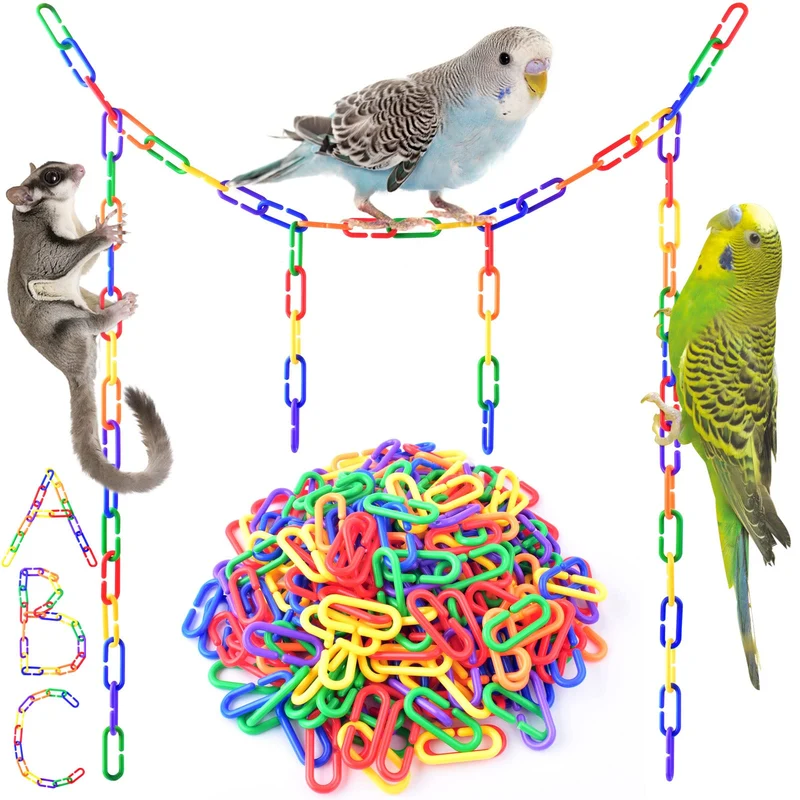 Bissap Chaînes Plastiques Arc‑en‑Ciel – 250 Pièces, Jouets de Bricolage pour Cage d’Animaux