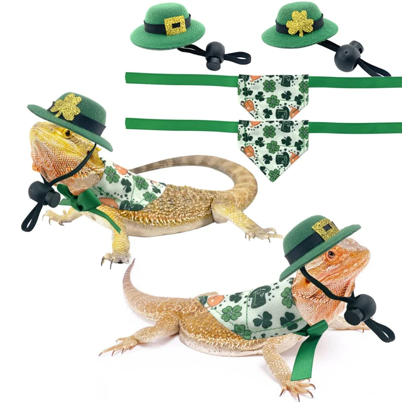 Vehomy — Lot de 4 Accessoires Saint-Patrick pour Petits Animaux (Chapeaux et Bandanas)
