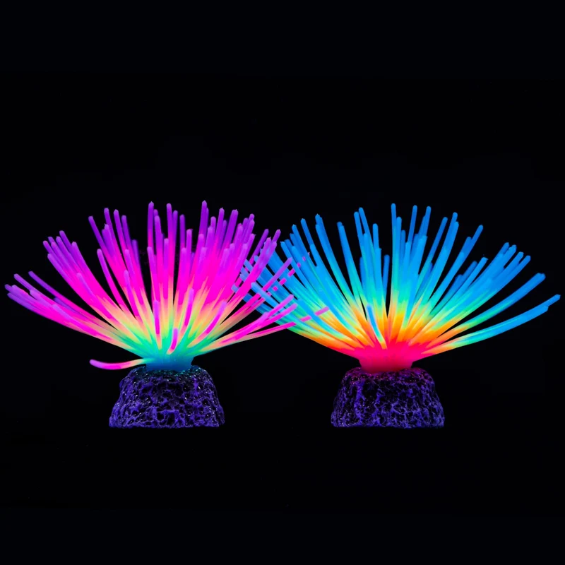 Uniclife Boules d'Oursin Artificielles Arc-en-Ciel et Bleu Irisé — Décor d'Aquarium avec Effet Lumineux