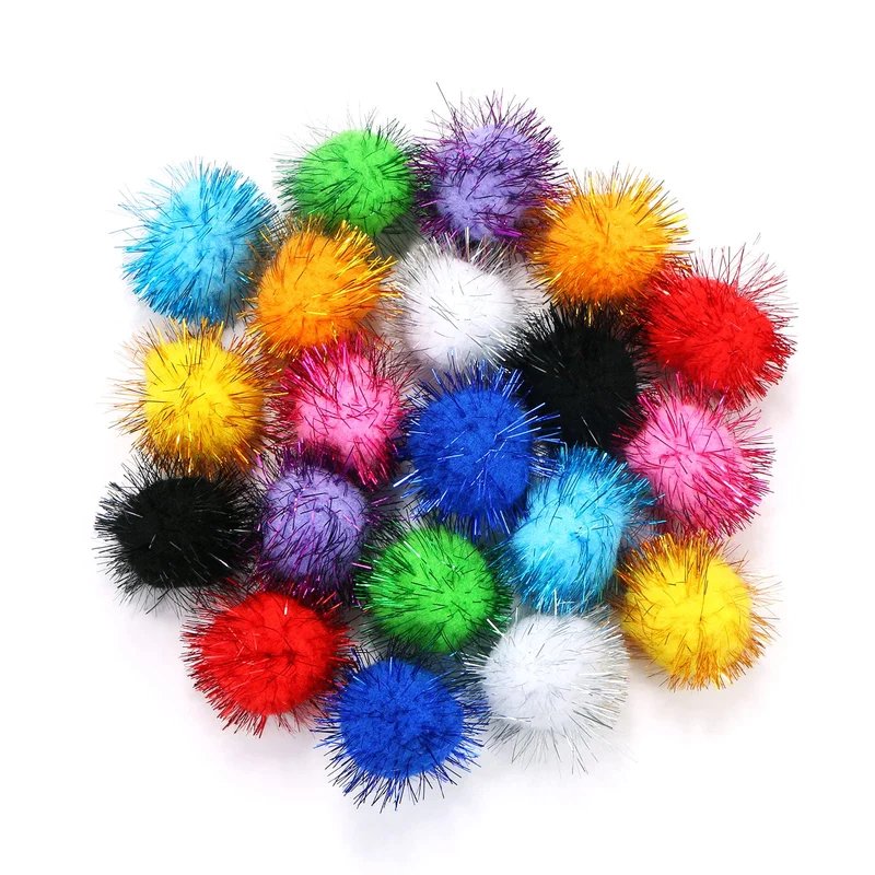 CABAX Boules scintillantes 1,8 pouces – 20 pièces, pompons à paillettes pour chat, DIY et décorations