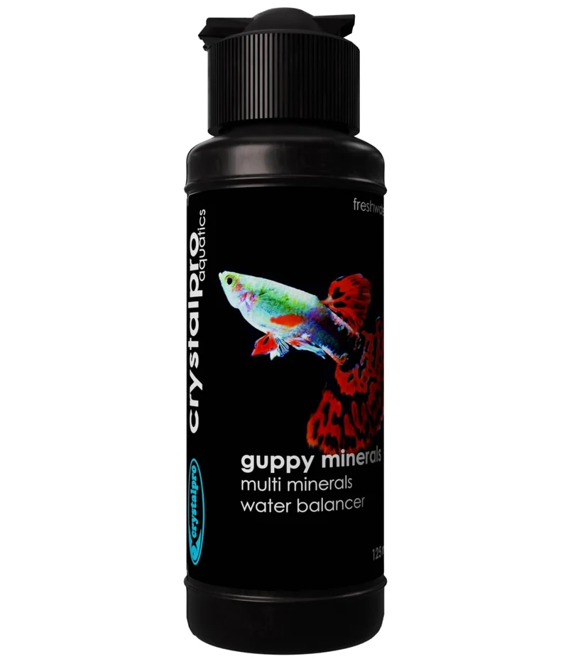 Crystalpro Guppy Minerals – Additif minéral pour Guppys, 125 ml – Eau équilibrée et poissons plus actifs