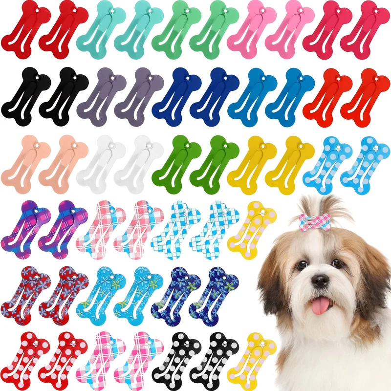 Syhood — 50 pinces mini Os pour chiens et chats, 25 styles multicolores