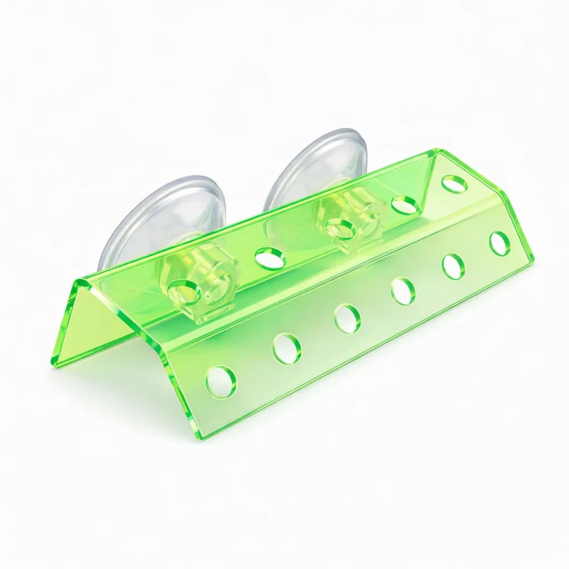 kcrygogo Porte-fragments de corail fluorescents vert – Rack acrylique, ventouse double (10 trous)