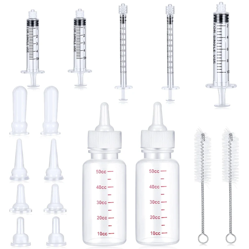 Sadnyy 17 pièces Kit de Nourrissage – Biberons, Seringues et Tétines pour Chatons et Chiots