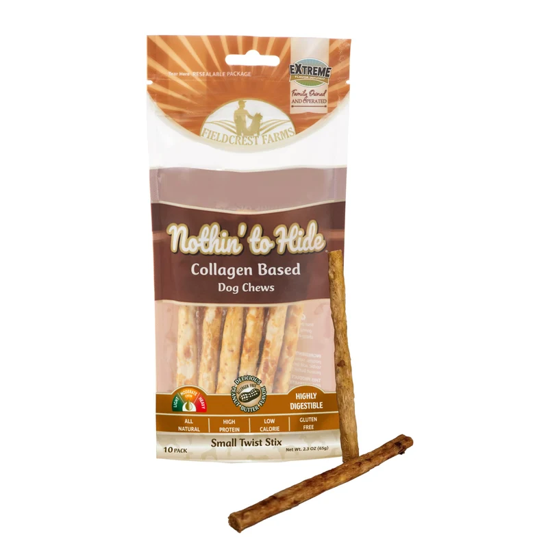 Fieldcrest Farms Nothin' to Hide Twist Stix – Beurre de cacahuète, digestible, 10 pièces