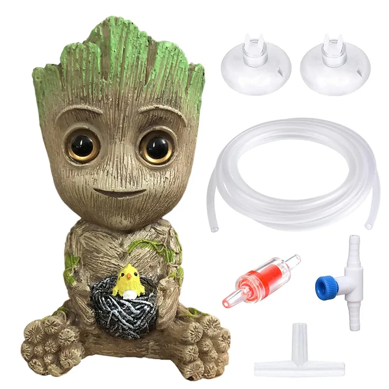 SLOCME Groot Bulleur pour Aquarium – Décoration en Résine avec Tuyau Standard