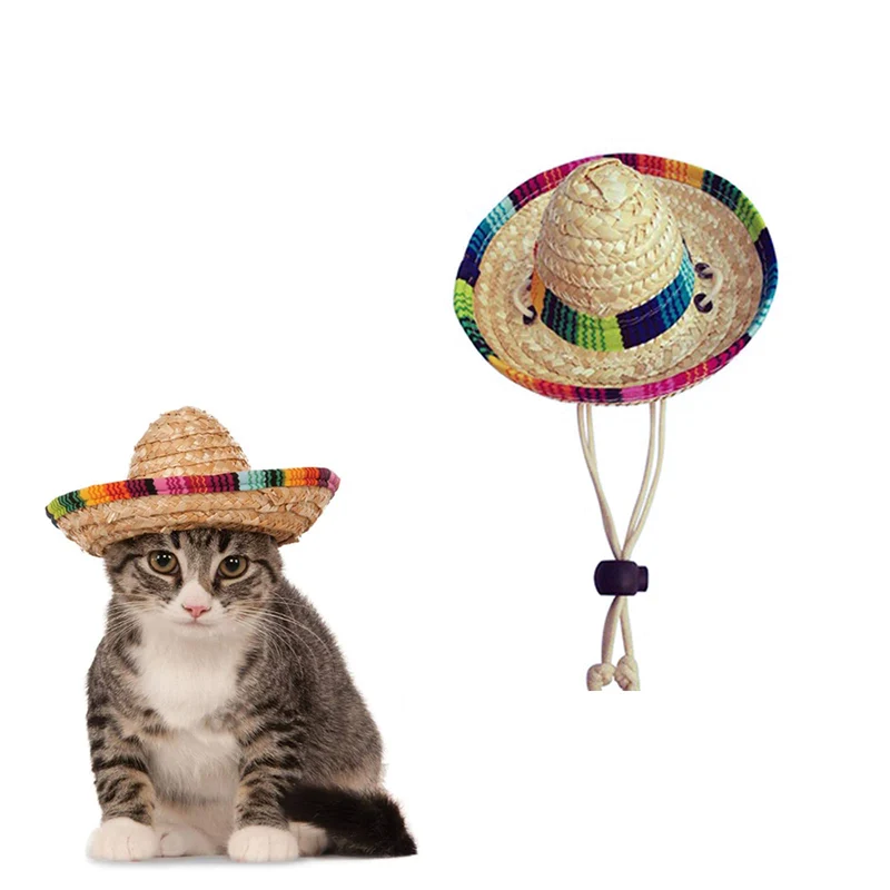 AWOCAN Chapeau Paille pour Animaux – Chapeau Sombrero Festif pour Chiot et Chat