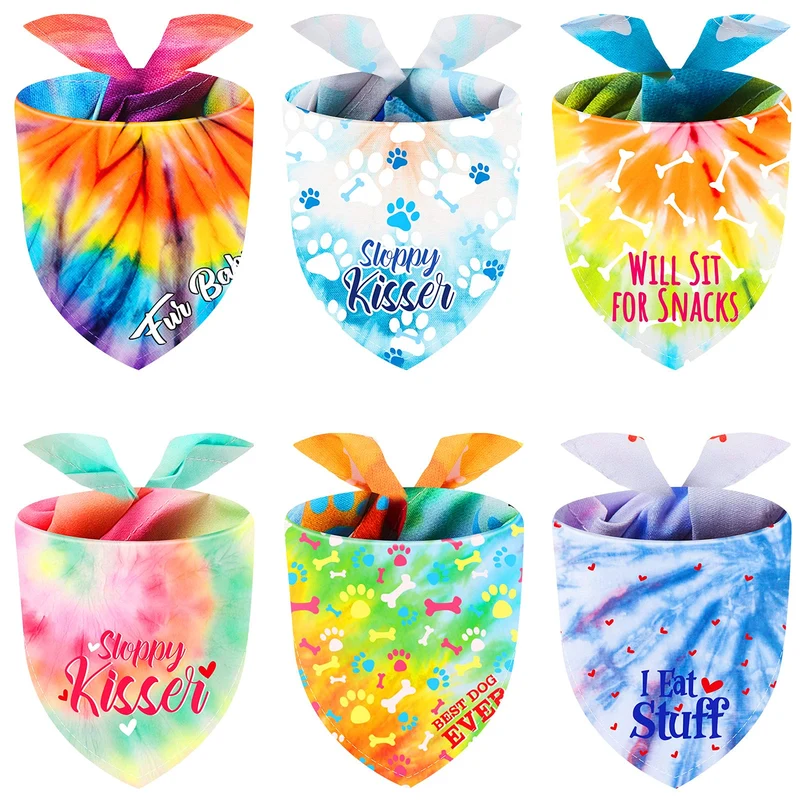 Weewooday – Lot de 6 bandanas pour chien triangle réversibles, motifs multicolores et ajustables