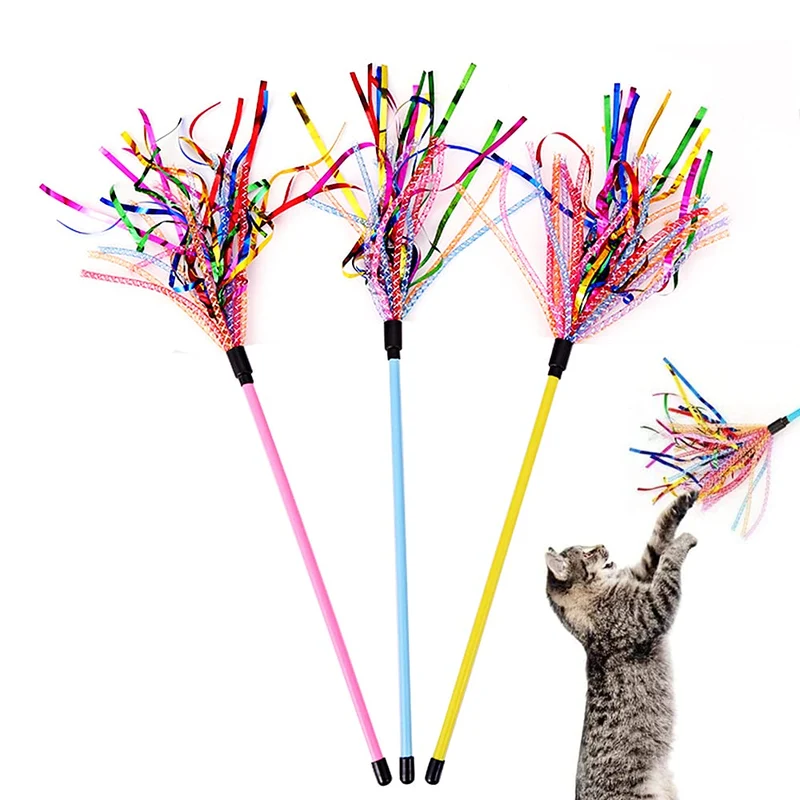 IUHKBH Baguettes Teaser pour Chat – Ensemble de 3 Pièces avec Franges Mylar pour Jeu Intérieur