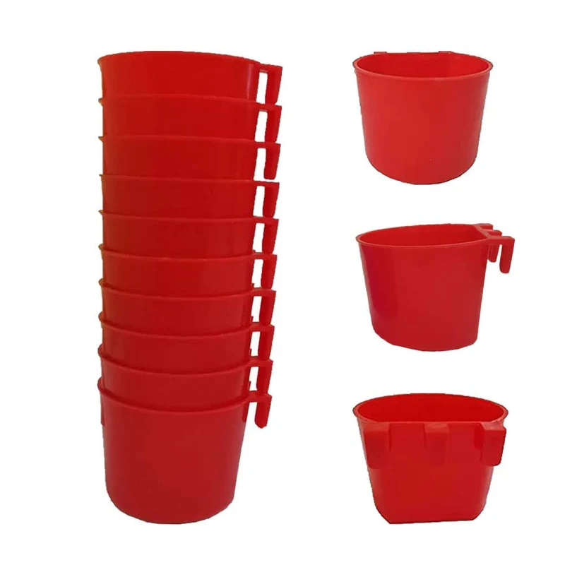 ORIBUKI Tasses de Cage Rouges 8oz – Abreuvoir et Gamelle pour Oiseaux et Petits Animaux (10 pièces)