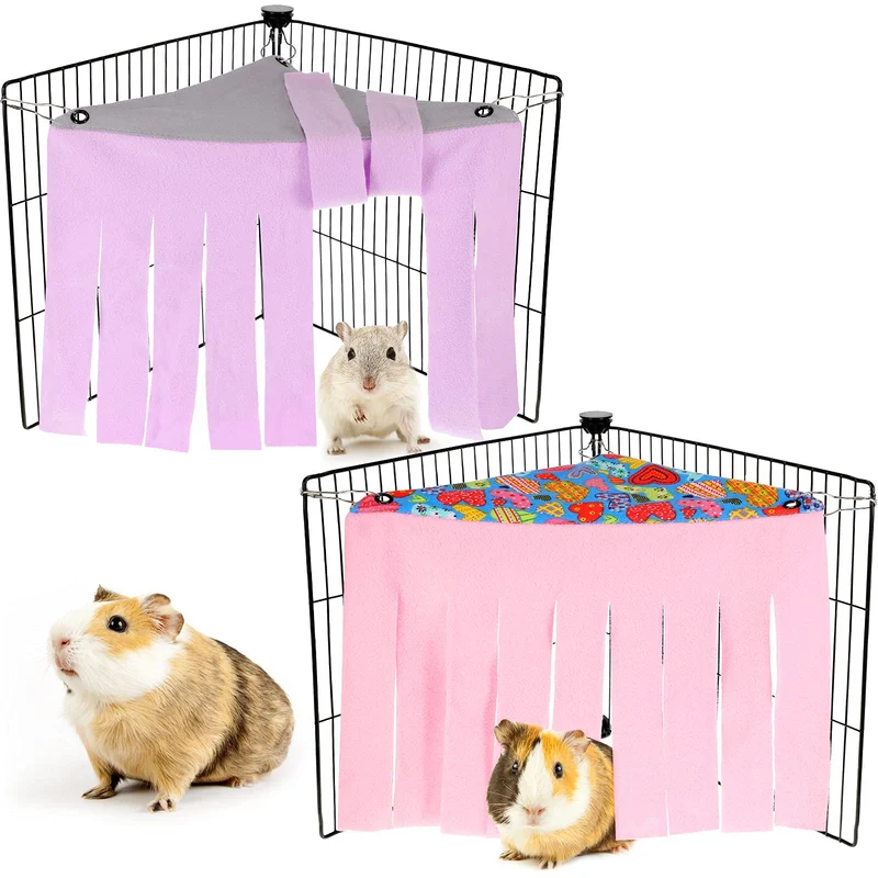 Shappy – 2 hamacs-niches en peluche pour petits animaux (gris/rose ou gris/violet, forme cœur)