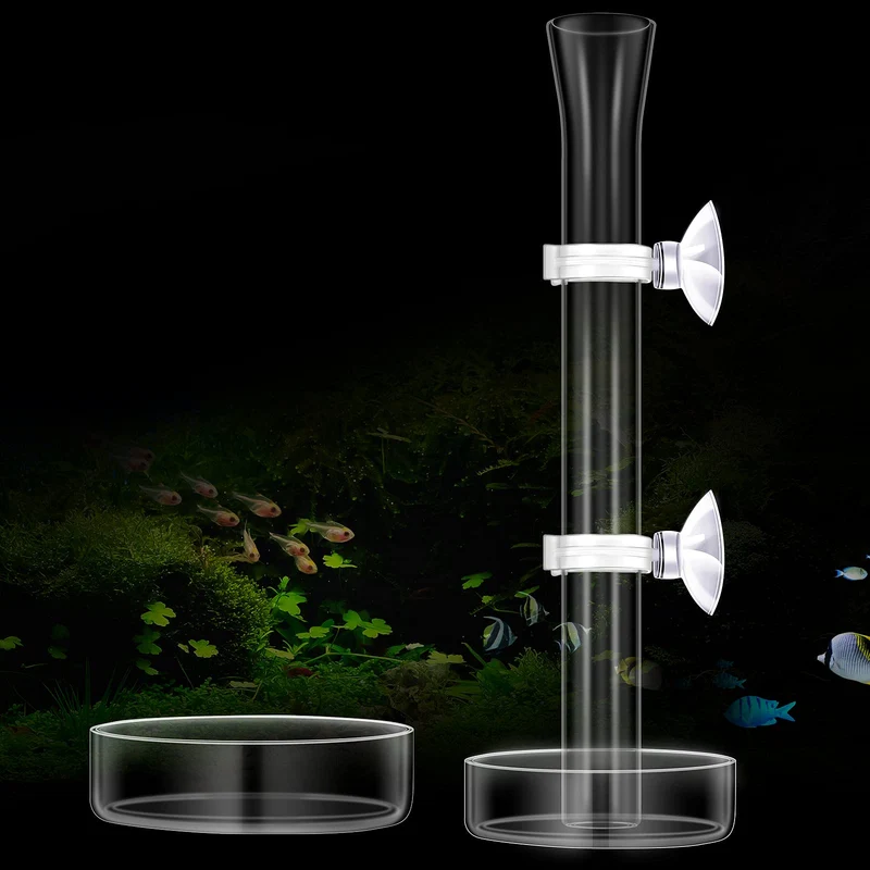 CHENGU : Ensemble tube d'alimentation pour crevettes en verre et 2 bols pour aquarium – 20 cm
