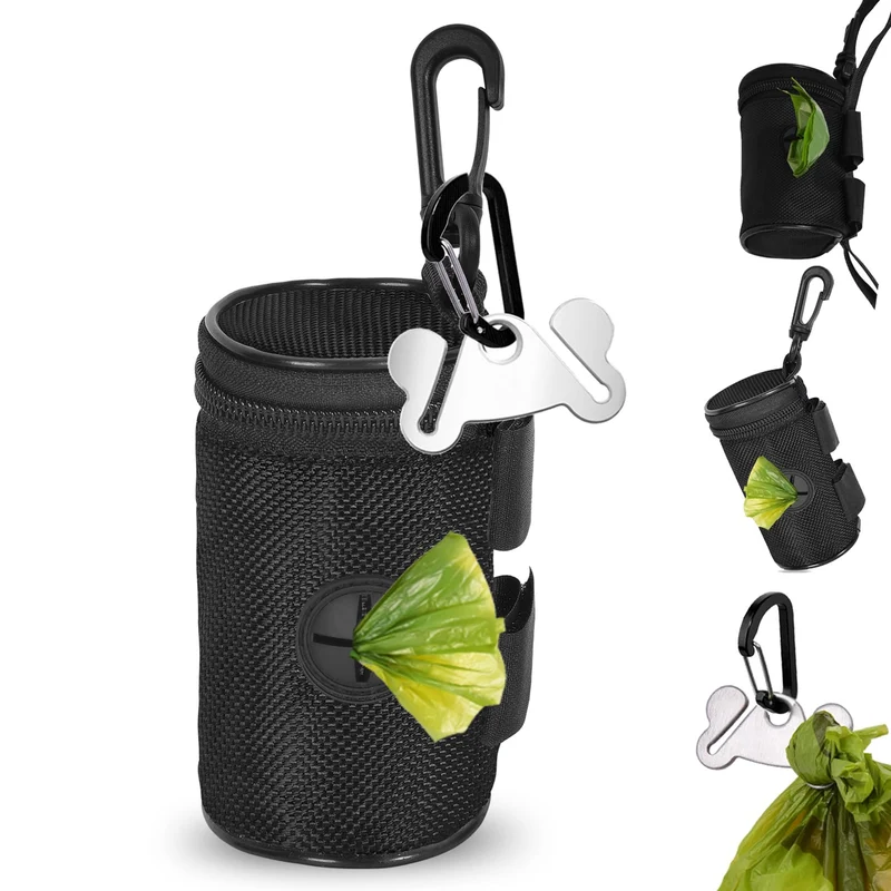 Hilihali Distributeur Sacs Crottes pour Laisse — Porte-Sacs Noir Rond