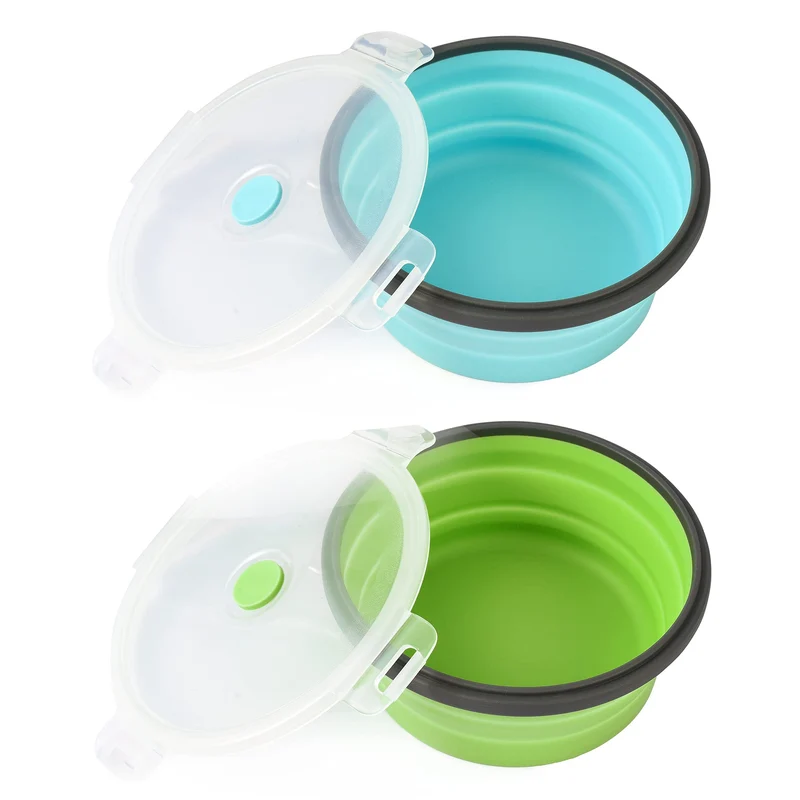 Joyinjojo – Bols pliables pour chien avec couvercle, Paire portable en silicone – 350 ml – Voyage et Camping
