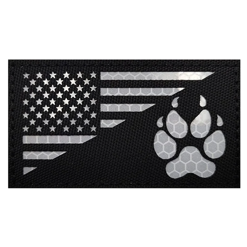 EHOPE Patch réfléchissant IR pour chien – Patte US et drapeau, patch tactique pour harnais et gilets