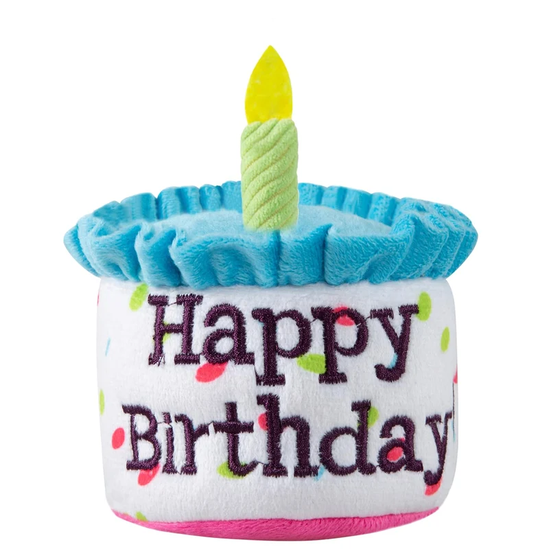 Jouet Gâteau d'Anniversaire Ushang Pet – Gâteau Bleu Squeaky pour Chiens Moyens et Grands