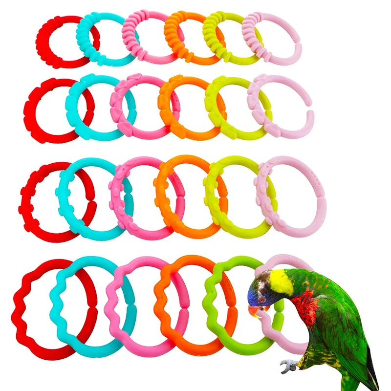 DQITJ – 24 Liens plastiques bricolage pour perroquets et petits oiseaux | Accessoires cage