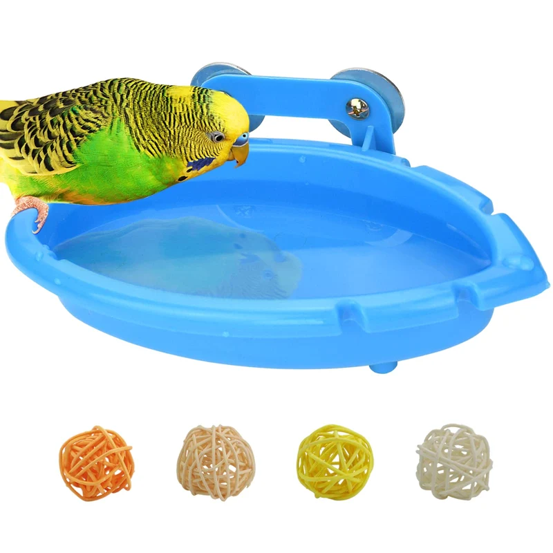 Mygeromon Baignoire pour Oiseaux en Cage – Petit Bac Bain 300 ml, Design Feuille, Installation Facile