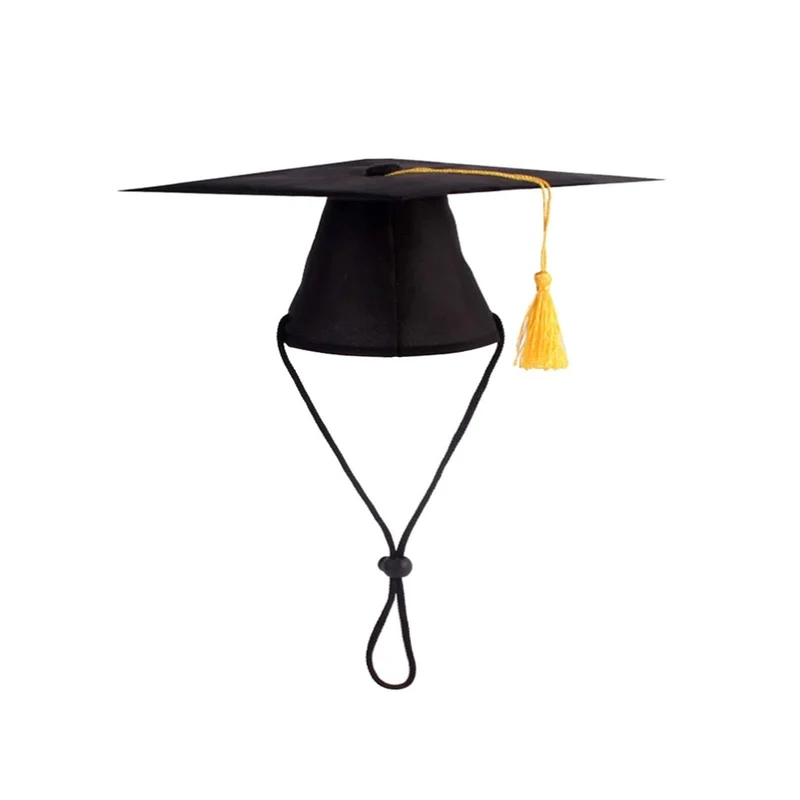 Chapeaux de diplômes Soochat pour chiens et chats – Pompon jaune, accessoire fête et séance photo