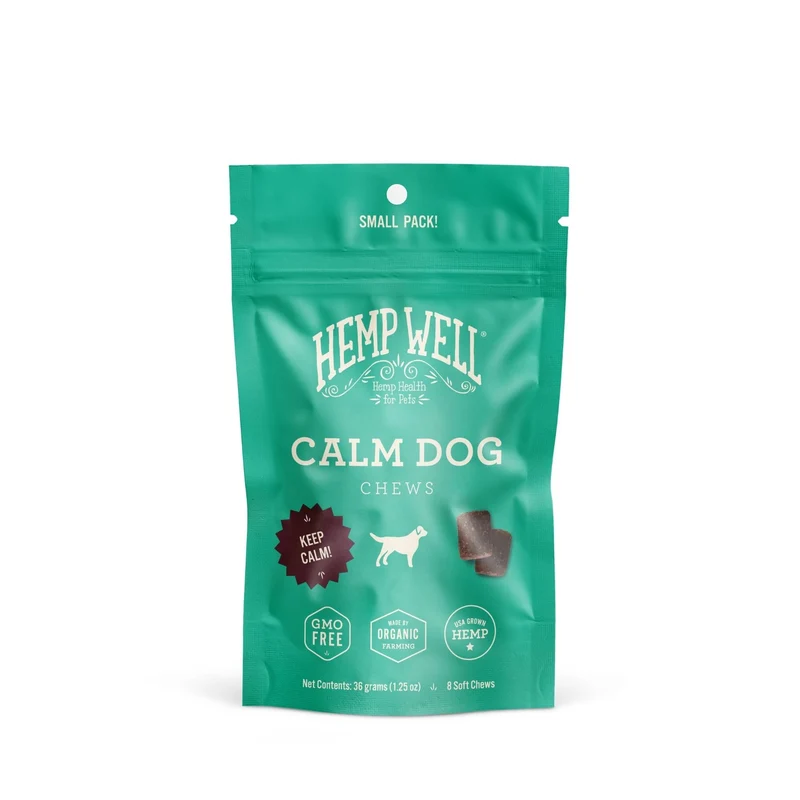Hemp Well Calm Dog – Friandises Molles au Chanvre Bio et Mélatonine (8 pièces) – Calme lors de séparation, orages et stress