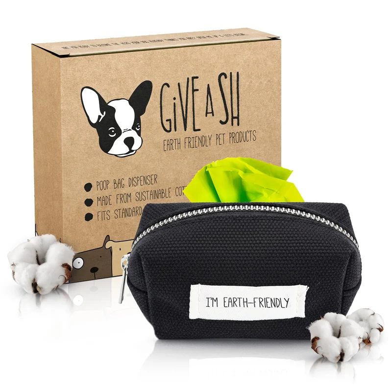G.A.S Porte-sacs crottes noir – 10% reversé à la charité – Zip robuste – Sans plastique vierge – Distributeur noir avec mousqueton