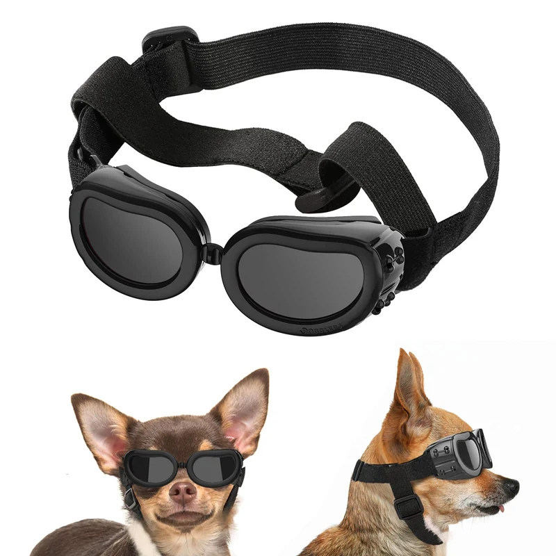 Lewondr Lunettes pour Chien Petit – Protection UV, Bande Réglable, Anti-buée