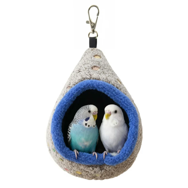 MuYaoPet Nid Hamac pour Oiseaux Gris — Abri Doux et Chauffant, Suspension Facile