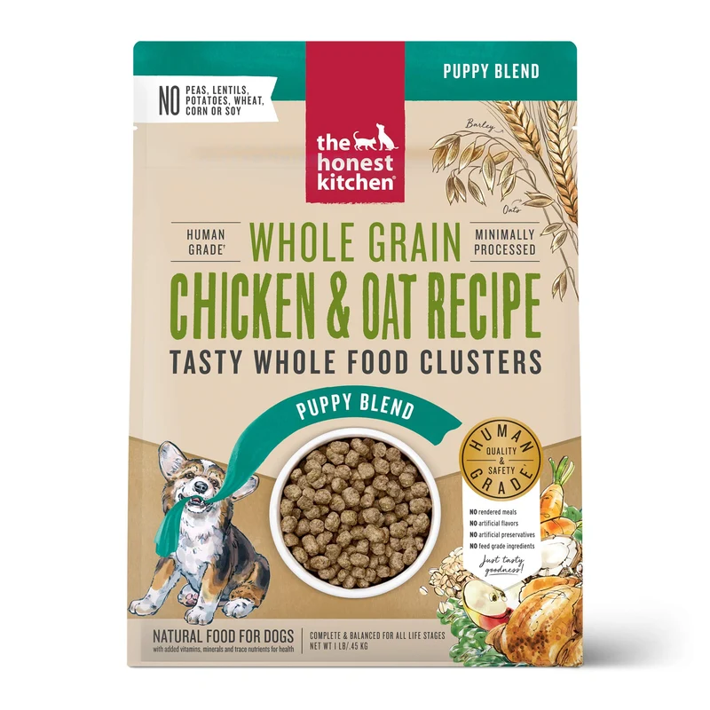 The Honest Kitchen Clusters Chiot – Poulet et Céréales Entières, Nourriture Sèche de Qualité humaine, Sac 1 lb