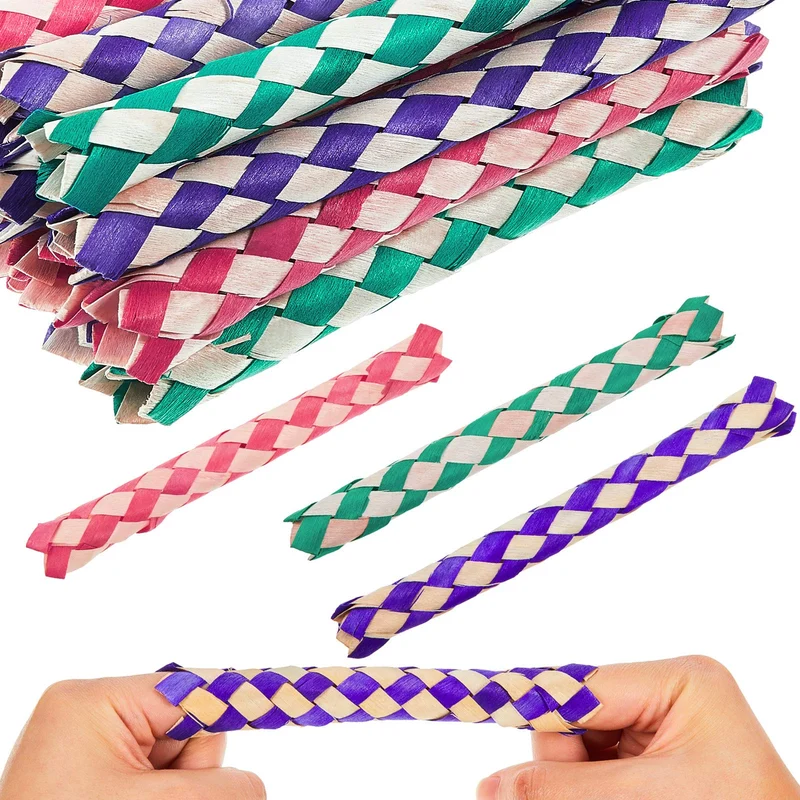 Syhood 24 pièces Pièges à doigts chinois en bambou — Jouets pour enfants et oiseaux, Faveurs de fête